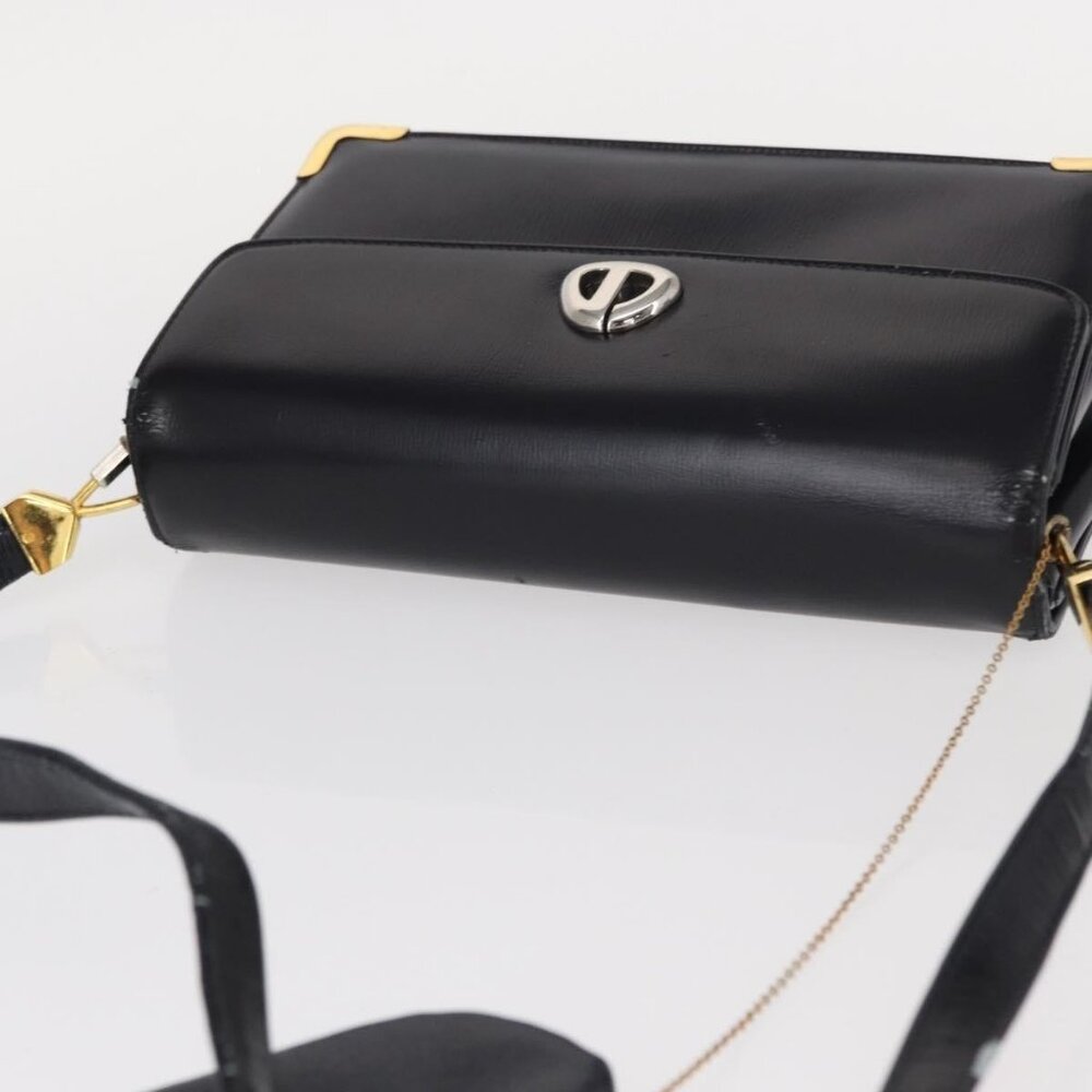 Authentic Christian Dior Shoulder Bag Leather Navy Gold - Picture 13 of 16